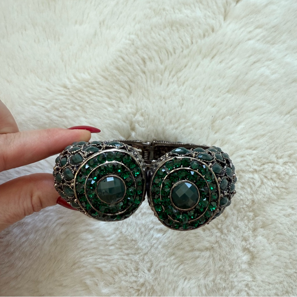 New!!! Art Deco Women Bracelet Emerald Green